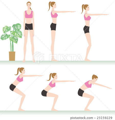 A woman squatting in exercise 23159229