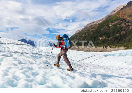 Hiker on glacier Hiker on glacier 23160190