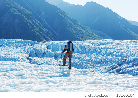 Hiker on glacier Hiker on glacier 23160194