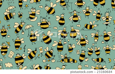 Funny bees, seamless pattern for your design Funny bees, seamless pattern for your design 23160684