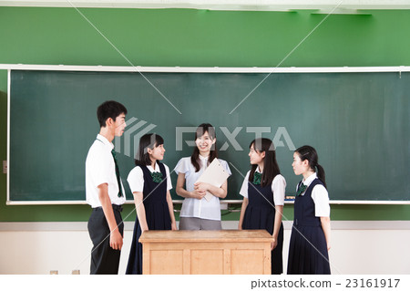 Middle school student and homeroom teacher 23161917