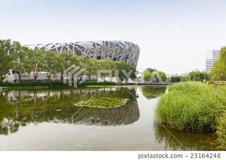 The National stadium of China with its reflection The National stadium of China with its reflection 23164248