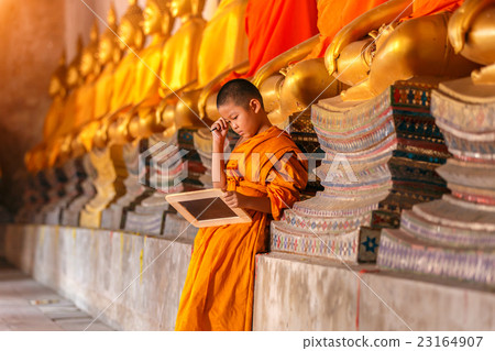 Little novice reading and studying blackboard 23164907
