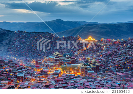 Top view sunset time at Larung gar  23165433