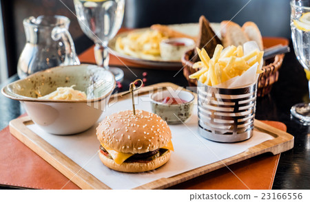 burger with french fries burger with french fries 23166556