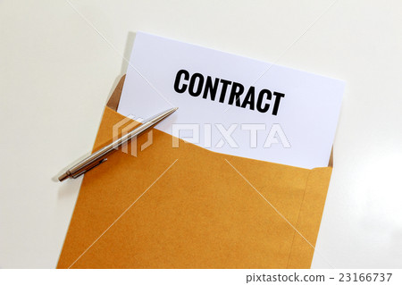 Contract document in envelope with pen 23166737