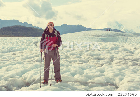 Hiker on glacier Hiker on glacier 23174569