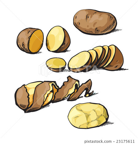 Set of cleaning potatoes and cut Set of cleaning potatoes and cut 23175611