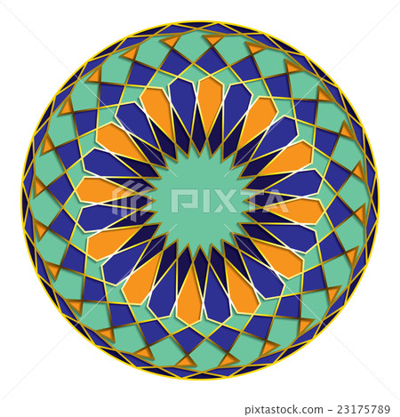 Arabic style pattern with golden stroke and shadow Arabic style pattern with golden stroke and shadow 23175789