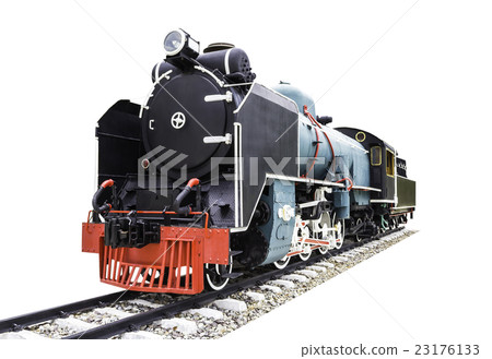 Old steam train isolated on white 23176133