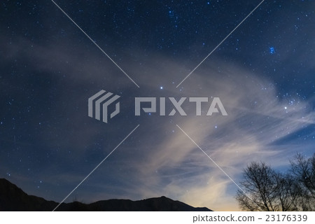 Christmas night on the Alps under starry sky 23176339