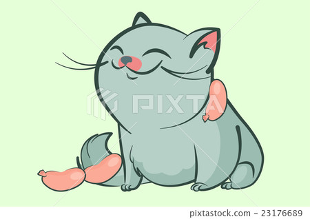 fat blue cat smile 23176689
