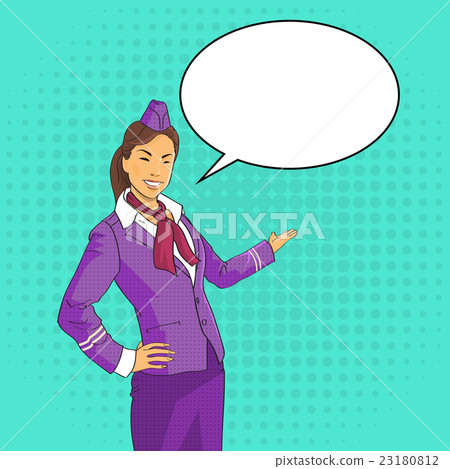 Stewardess Open Palm To Chat Bubble Pop Art 23180812