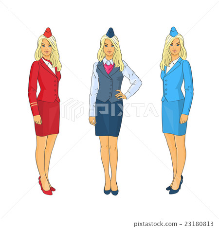 Stewardess Wear Uniform Set Airline Crew 23180813