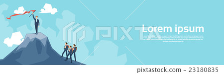 Businessman On Mountain Peak Business People Businessman On Mountain Peak Business People 23180835