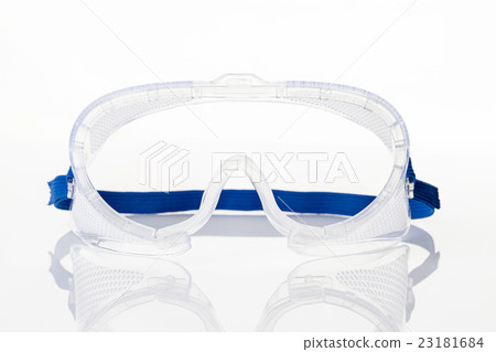 Clear safety glasses against on white background 23181684