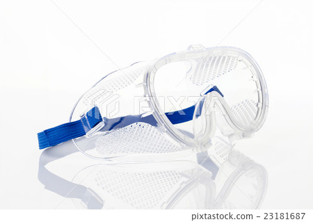 Clear safety glasses against on white background 23181687