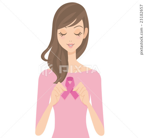 一個女人用粉紅色的絲帶 23182657