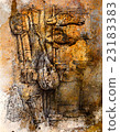 two fishes flying in room of a musician, drawing 23183383
