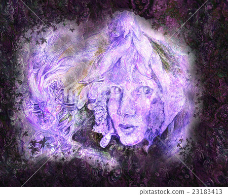 Portrait of white flower fairy face on structured Portrait of white flower fairy face on structured 23183413