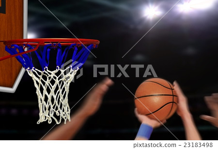 Basketball jump shot to the hoop by player Basketball jump shot to the hoop by player 23183498