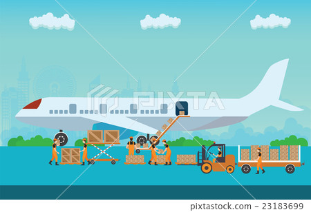 Workers working to Loading boxes. 23183699