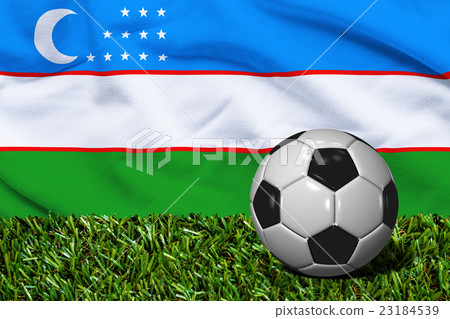 Soccer Ball with Uzbekistan Flag, 3D Rendering 23184539