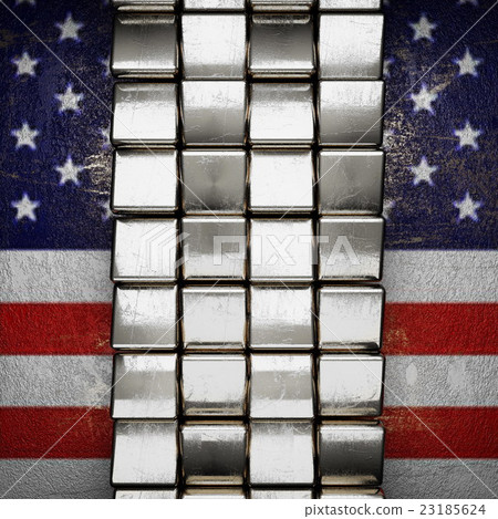 silver background painted to US flag. 3D silver background painted to US flag. 3D 23185624
