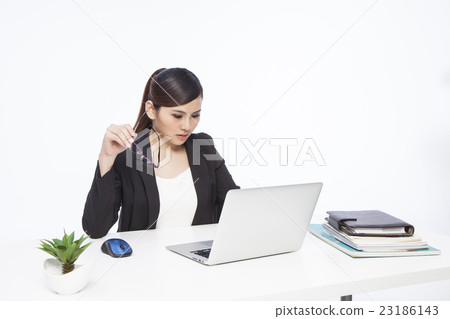 Office Lady on working desk Office Lady on working desk 23186143