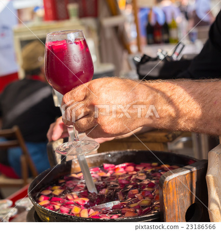 Refreshing sangria served on food stall. Refreshing sangria served on food stall. 23186566