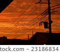A sunset sky and a silhouette of a utility pole wire 23186834