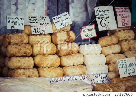 Traditional polish smoked cheese oscypek 23187606