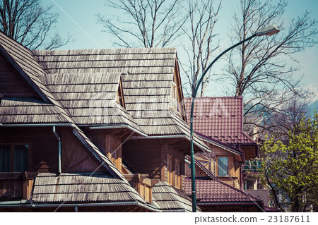 Traditional polish wooden hut from Zakopane,Poland Traditional polish wooden hut from Zakopane,Poland 23187611