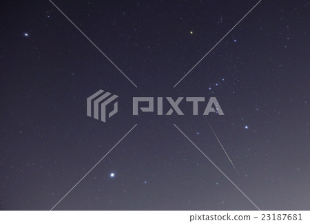 Winter constellation and meteor 23187681