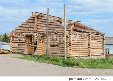 Construction of log wooden house Construction of log wooden house 23188709