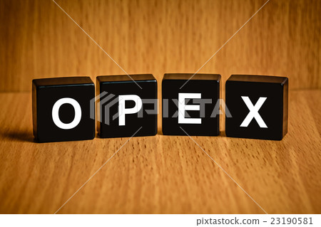 OPEX or Operating expense word on black block 23190581