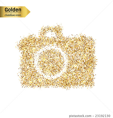 Gold glitter vector icon of photo camera isolated Gold glitter vector icon of photo camera isolated 23192130