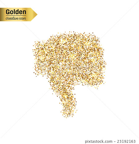 Gold glitter vector icon of thumbs down isolated 23192163