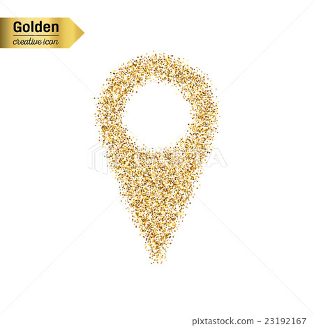 Gold glitter vector icon of pointer isolated on 23192167