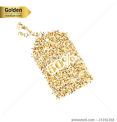 Gold glitter vector icon of tag discounted Gold glitter vector icon of tag discounted 23192168