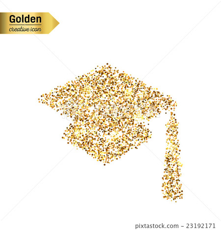Gold glitter vector icon of square academic cap Gold glitter vector icon of square academic cap 23192171