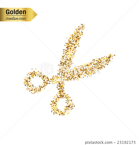 Gold glitter vector icon of scissor isolated on Gold glitter vector icon of scissor isolated on 23192173
