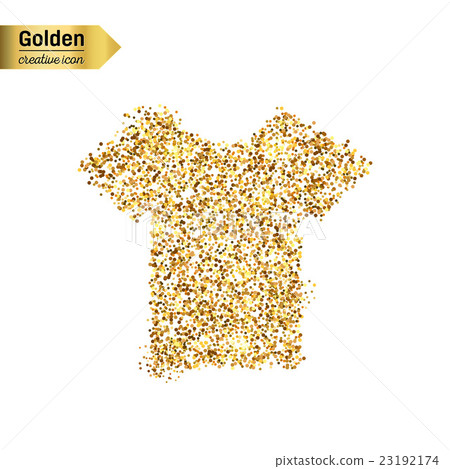 Gold glitter vector icon of tee shirt isolated on 23192174