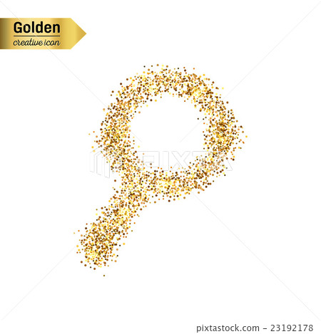 Gold glitter vector icon of magnifier isolated on 23192178