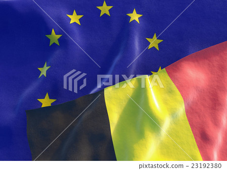 Belgian and EU Flag. 3D render 23192380