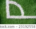 White stripe on the green soccer field 23192558