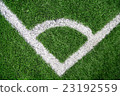 White stripe on the green soccer field 23192559