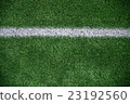 White stripe on the green soccer field 23192560