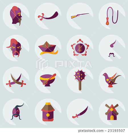 Flat concept set modern design with shadow Cossack 23193507
