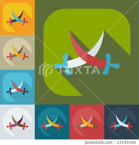 Flat modern design with shadow icons sword 23193508